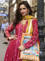 Magenta And Yellow Traditional Embroidery Anarkali Suit