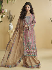 Crepe Silk Readymade Salwar Suit In Multi Colour