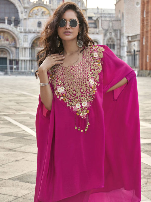 Fascinating Pink Silk Readymade Salwar Kameez