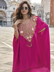 Fascinating Pink Silk Readymade Salwar Kameez