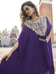 Silk Purple Palazzo Salwar Kameez