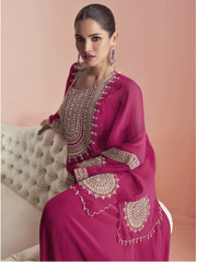 Pink Indo Western Style Designer Party Sharara Suit