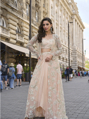 Crepe Silk Salwar Suit In Peach