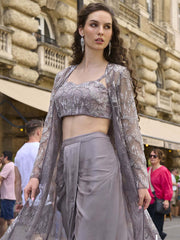 Indo Western Grey Jacket and Dhoti Style Dress