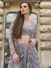Indo Western Grey Jacket and Dhoti Style Dress