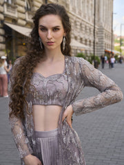 Indo Western Grey Jacket and Dhoti Style Dress