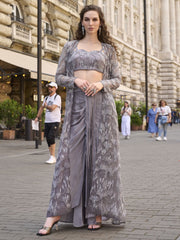 Indo Western Grey Jacket and Dhoti Style Dress