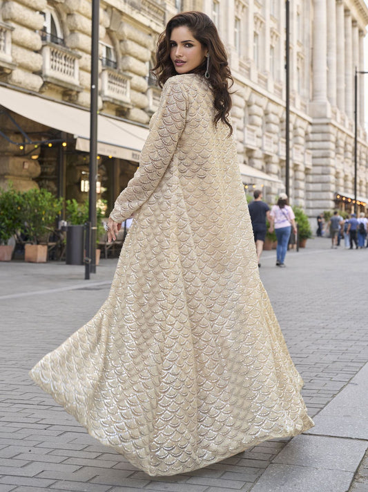 Indo Western Cream Jacket and Dhoti Style Dress