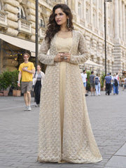 Indo Western Cream Jacket and Dhoti Style Dress