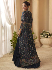 Blue Trendy Jacket Style Wedding Look Anarkali Suit