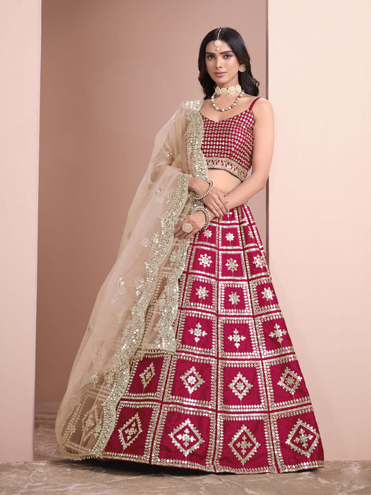 Pink Embroidered Art Silk Festive Lehenga Choli