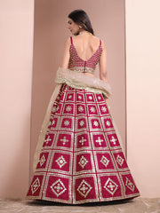 Pink Embroidered Art Silk Festive Lehenga Choli