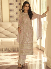 Dusty Rose Handwork Embroidery Pant Style Suit