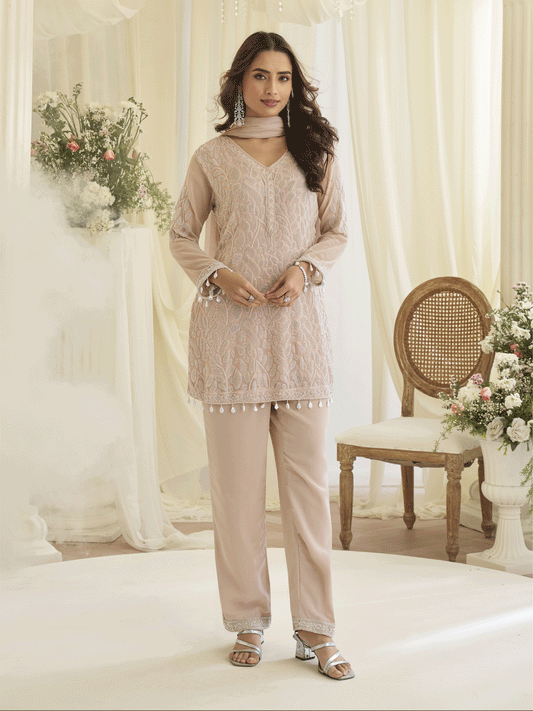 Mauve Eid Style & Festive Wear Pant Style Salwar Suit