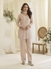 Mauve Eid Style & Festive Wear Pant Style Salwar Suit
