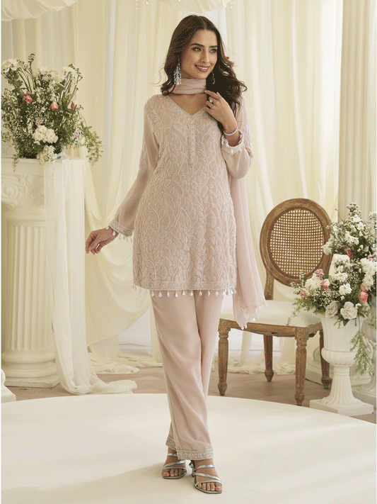 Mauve Eid Style & Festive Wear Pant Style Salwar Suit