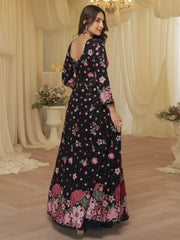 Embroidered Georgette Lehenga Style Suit in Black