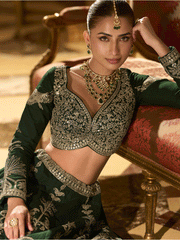 Green Premium Silk & Embroidered Designer Lehenga Choli