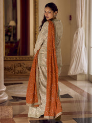 Elegant Beige Georgette Sequins Embroidered Dhoti Suit