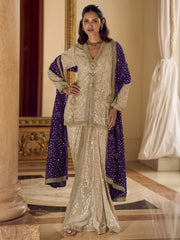 Fantastic Beige Georgette Hand Embroidered Sequins Dhoti Style Bottom