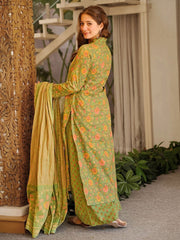 Green Causul Wear Cottan Kurta Set