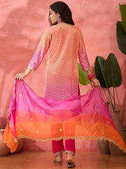 Orange and Rani Chinon Salwar Suit
