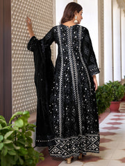 Black Georgette High Slit Style Suit With Cudidar Pant