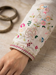 Cream Chinon Embroidered Sharara Suit