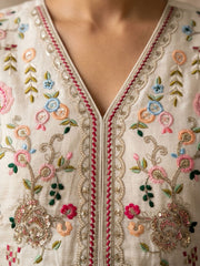 Cream Chinon Embroidered Sharara Suit