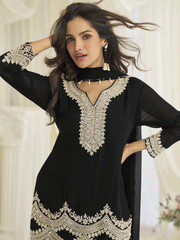 Black Eid Style & Festive Wear Pant Style Salwar Suit
