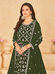 Mehndi Green Georgette Partywear Anarkali-Suit