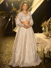 Perl White Net Reception Wear Lehenga Choli