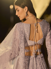 Lilac Net Reception Wear Lehenga Choli