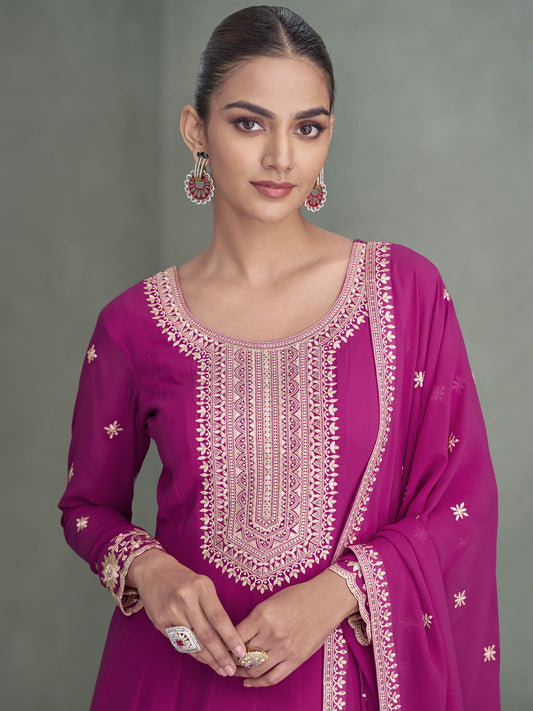 Rani Georgette Embroiderd Anarkali Suit