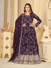 Purple Sequence Embroidered Designer Anarkali Suit