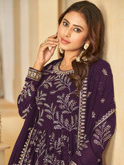 Purple Sequence Embroidered Designer Anarkali Suit