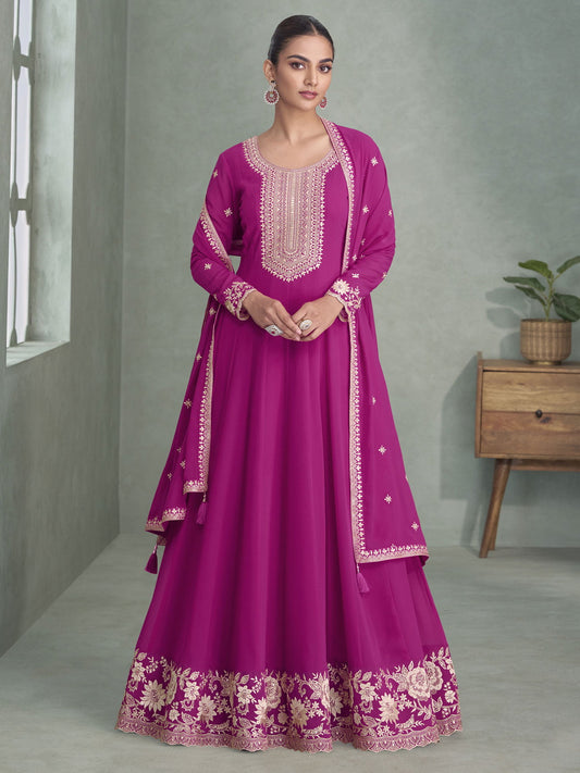 Rani Georgette Embroiderd Anarkali Suit