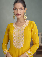 Mustard Yellow Georgette Embroiderd Anarkali Suit