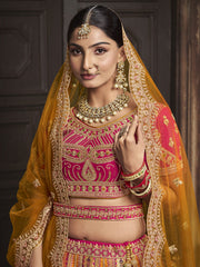Mustard Orange Banarasi Silk Bridal Designer Lehenga Choli