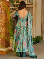 Firozi Digital Print Cottan Anaraki Style Suit