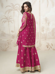 Rani Pink Silk Sharara Style Suit