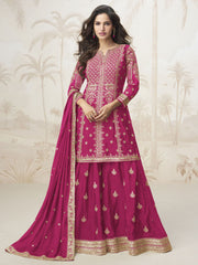 Rani Pink Silk Sharara Style Suit