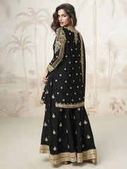 Black Silk Sharara Style Suit