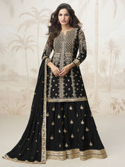 Black Silk Sharara Style Suit