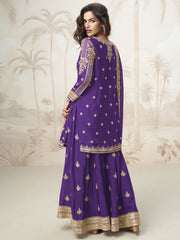 Purple Silk Sharara Style Suit