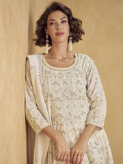 Georgette Pearl White Eid Style Palazzo Suit