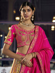 Magenta Pink Embroidered Silk Lehenga Choli