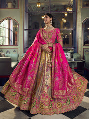Magenta Pink Embroidered Silk Lehenga Choli