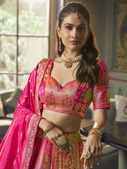 Rani Pink Embroidered Silk Lehenga Choli