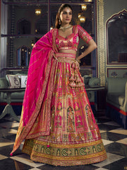 Rani Pink Embroidered Silk Lehenga Choli
